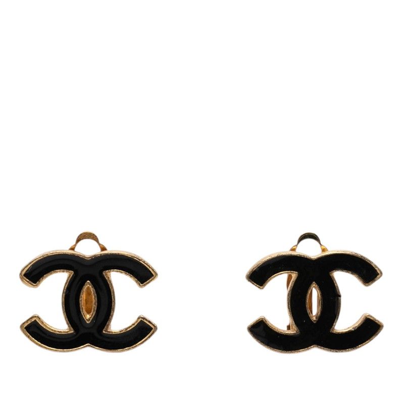 シャネル ココマーク イヤリング 02A刻印 ゴールド ブラック メッキ レディース CHANEL【1-0274185】