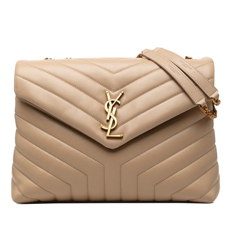 サンローラン ルル ミディアム チェーン ショルダーバッグ 574946 ベージュ レザー レディース SAINT LAURENT【1-0275112】