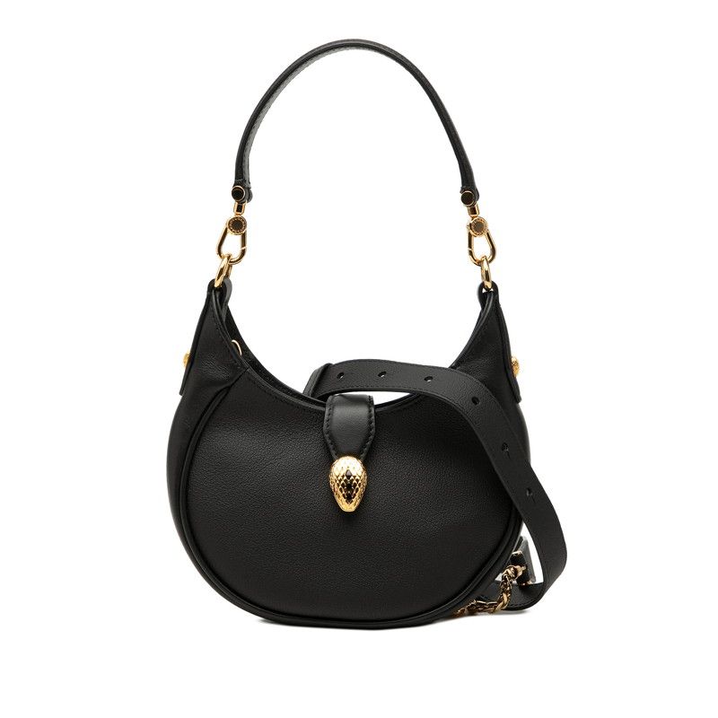 ブルガリ セルペンティ エリプス ハンドバッグ チェーン ショルダーバッグ 2WAY ブラック レザー レディース BVLGARI【1-0275673】