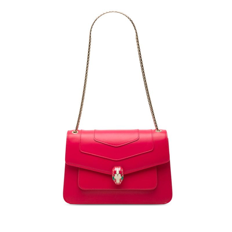 ブルガリ セルペンティ フォーエバー チェーン ショルダーバッグ ピンク レザー レディース BVLGARI【1-0275674】