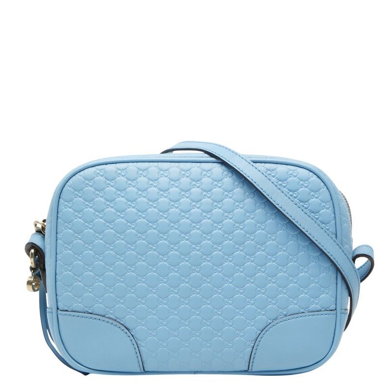 グッチ マイクログッチシマ 斜め掛け ショルダーバッグ 449413 ブルー レザー レディース GUCCI【1-0276151】