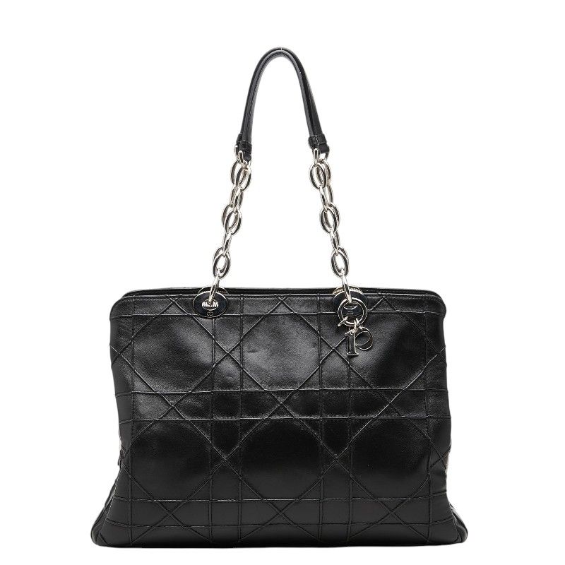 ディオール カナージュ グランヴィル チェーン ハンドバッグ ブラック レザー レディース Dior【228-77099】