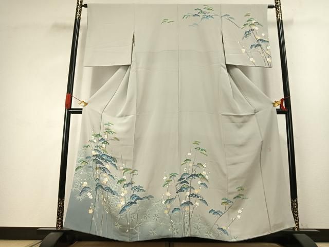 平和屋着物●十日町友禅　女流作家　遠田藤舟 　訪問着　枝梅松文　暈し染め　鈴乃屋扱い　正絹　逸品　AABJ4591fy