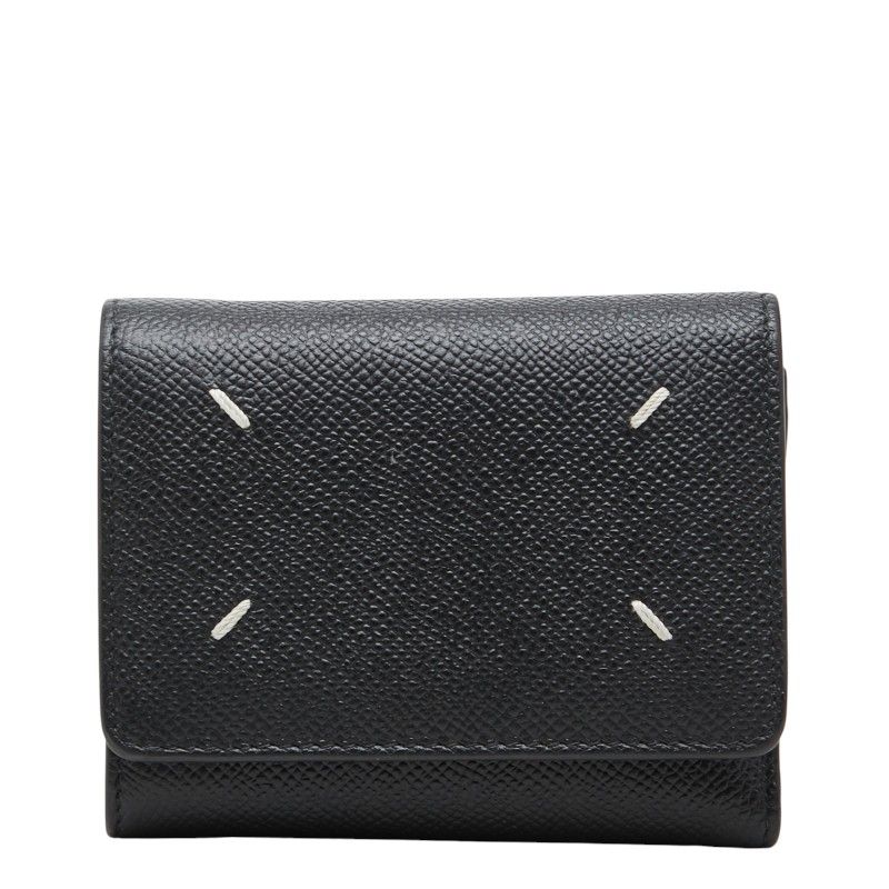 マルタンマルジェラ WALLET CLIP 3 WITH ZIP 4ステッチ コンパクト ウォレット 二つ折り財布 SA3UI0017 P4745 ブラック レザー レディース MARTIN MARGIELA【228-77367】