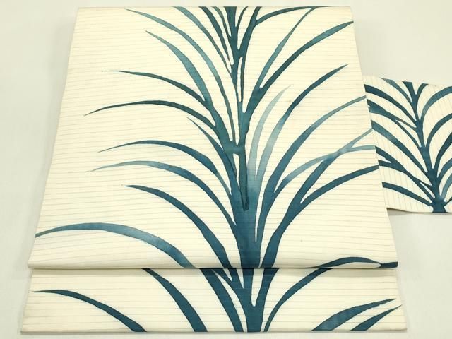 平和屋着物＊夏物　絽塩瀬　九寸名古屋帯　ろうけつ染め　草木文　正絹　逸品　CABI5398rv