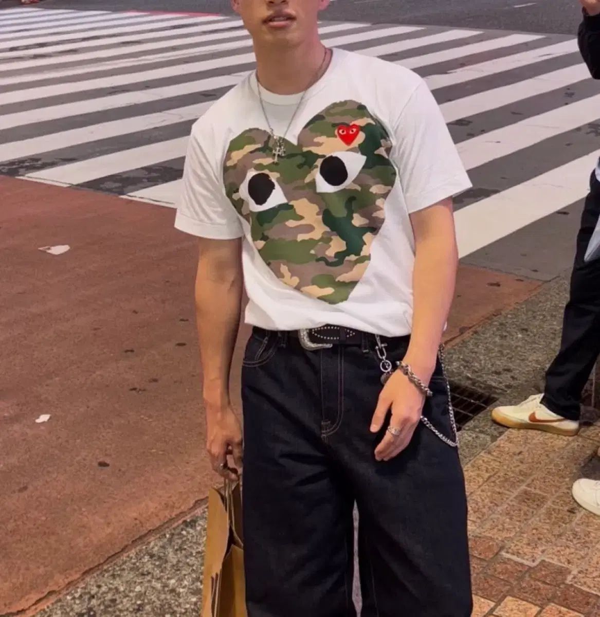 PLAY COMME des GARCONS カモフラージュ ハート Tシャツ 白