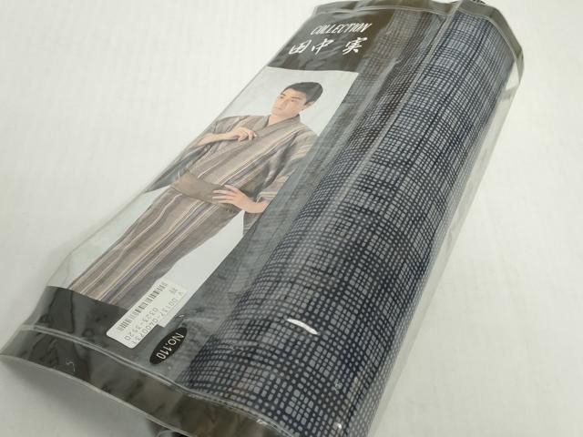 平和屋着物＊夏物　男性　浴衣　反物　着尺　田中実コレクション　両面染　市松×格子　綿　逸品　未使用　DABH2264zzz 22,126円