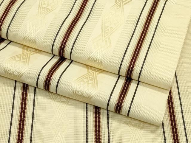 平和屋着物＊夏物　本場筑前博多織　八寸名古屋帯　菱間道　正絹　逸品　CABI5408rv