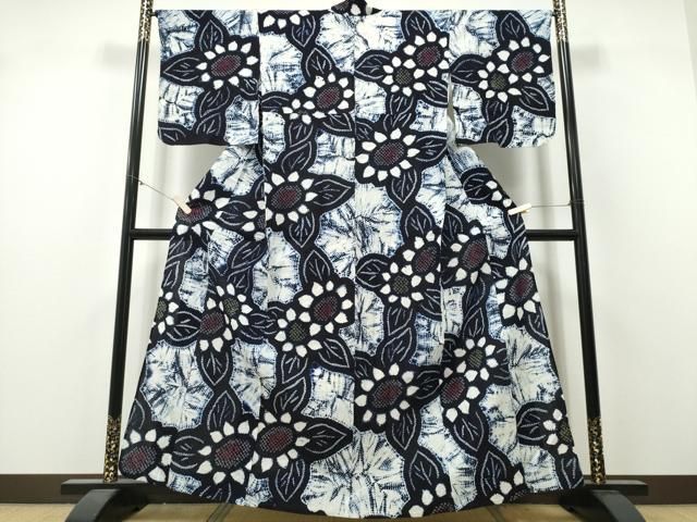 平和屋着物∴夏物 浴衣 有松鳴海絞り 向日葵 ひまわり 綿 逸品