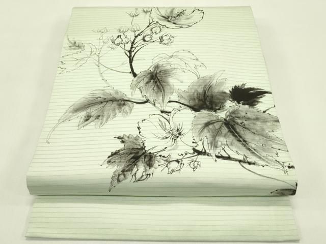 平和屋着物＊夏物　絽塩瀬　九寸名古屋帯　作家物　手描き　草花文　正絹　逸品　CABI5421rv