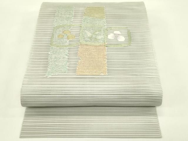 平和屋着物＊夏物　八寸名古屋帯　絽綴れ　草花文　金糸　正絹　逸品　CABI5426rv