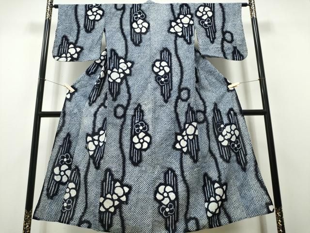 平和屋着物∴夏物　浴衣　有松鳴海絞り　枝花文　綿　逸品　CABH1597ng