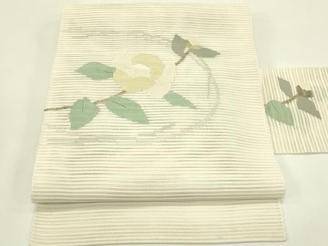 平和屋着物＊夏物　八寸名古屋帯　絽綴れ　枝花文　金糸　正絹　逸品　CABI5430rv