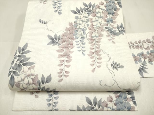 平和屋着物＊夏物　全通柄九寸名古屋帯　藤　正絹　逸品　未使用　DABF0382ea 32,110円