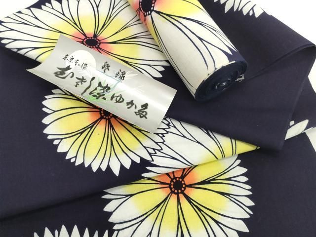 平和屋着物＊夏物　浴衣　反物　着尺　東京本染　注染　舞花文　綿　未使用　DABH2227zzz