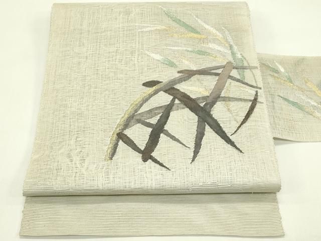 平和屋着物＊夏物　八寸名古屋帯　すくい織　籬草木文　金銀糸　正絹　逸品　CABI5362rv