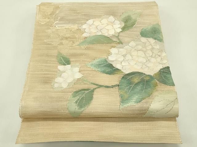 平和屋着物＊夏物　八寸名古屋帯　紫陽花　銀糸　正絹　逸品　CABI5363rv
