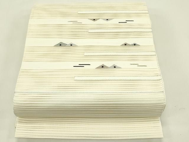 平和屋着物＊夏物　八寸名古屋帯　絽綴れ　霞文　銀糸　正絹　逸品　CABI5379rv