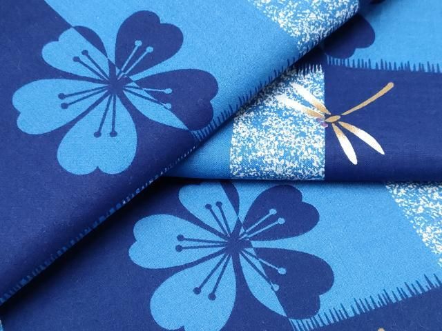 平和屋着物∴夏物　浴衣　市松蜻蛉桜　綿　逸品　CABH1574ng