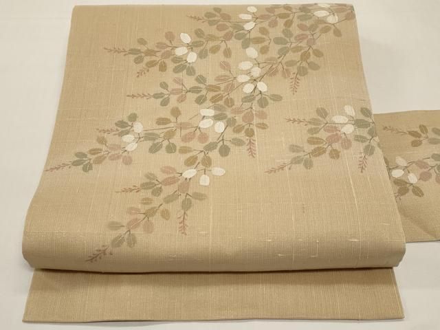 平和屋着物＊夏物　九寸名古屋帯　手描き　萩文　金彩　正絹　逸品　CABI8507tx