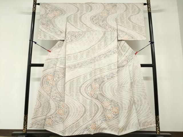 平和屋着物●訪問着　総絞り　流水草花文　ますいわ屋扱い　正絹　逸品　DABG2587ud