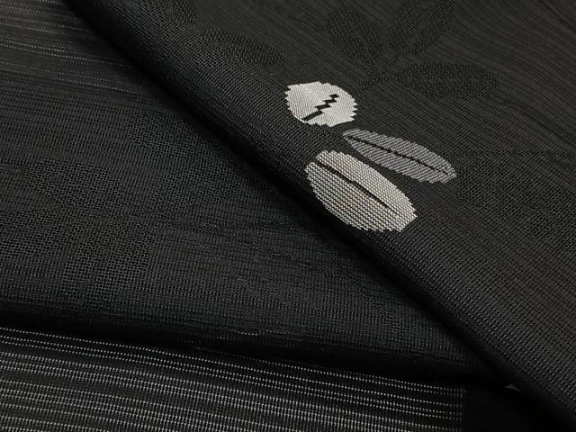 平和屋着物＊夏物　小紋　絽　萩花　黒地　正絹　逸品　CABI3820xi