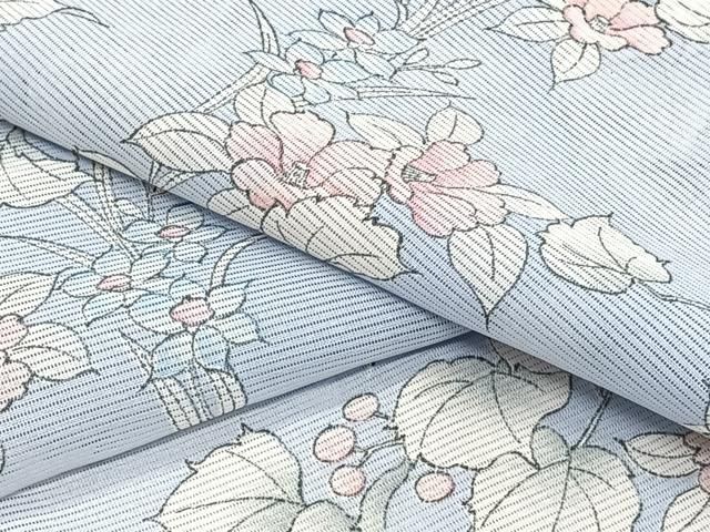 平和屋着物＊夏物　小紋　絽　草花文　洗える着物　CABI3822xi