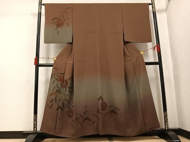 平和屋着物●訪問着　中国三大刺繍　汕頭刺繍　スワトウ刺繍　総刺繍　松竹梅雪輪花蝶文　暈し染め　正絹　逸品　AABJ8507ph