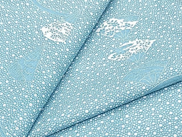 平和屋着物＊夏物　小紋　絽　扇花文　洗える着物　CABI3838xi