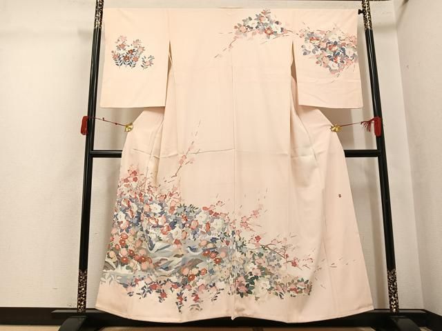 平和屋着物●訪問着　友禅　作家物　花鳥文　正絹　逸品　AABJ8533ph