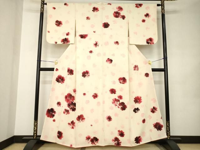 平和屋着物●訪問着　舞桜文　正絹　逸品　AABJ8234ck