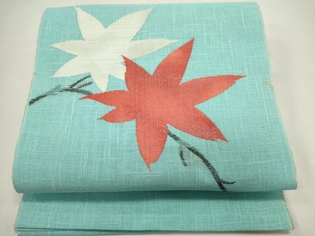平和屋着物＊夏物　八寸名古屋帯　枝葉文　DABH1651cd