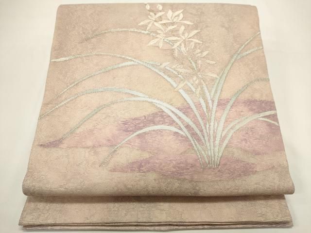 平和屋着物＊夏物　九寸開き名古屋帯　草花文　蘭　金銀糸　正絹　逸品　DABH1659cd