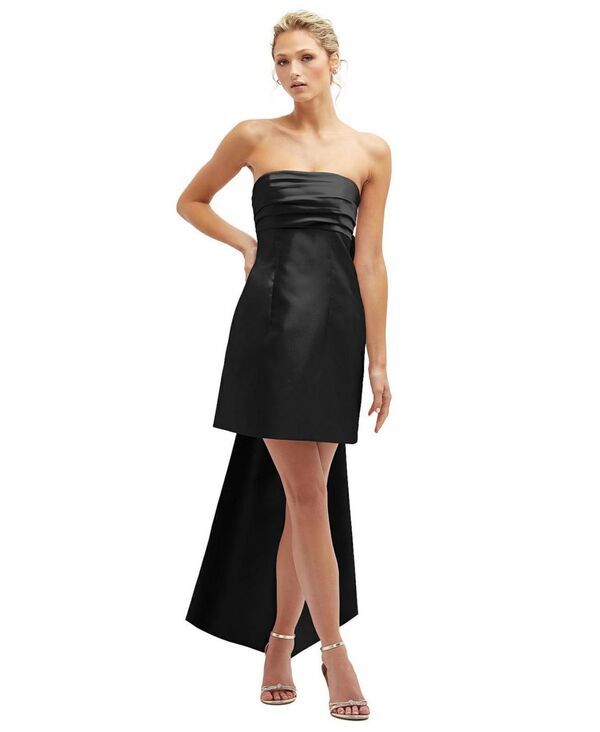 アルフレッド レディース トップス ワンピース ミニワンピース ミニ サテン ストラップレス Alfred Sung Strapless Satin Column Mini Dress with Ov
