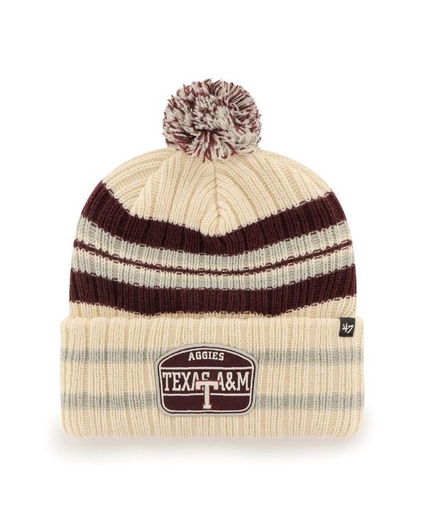 47 ブランド メンズ アクセサリー 帽子 ニット 47 Brand Mens 47 Natural Texas AM Aggies Hone Patch Cuffed Knit Hat with P