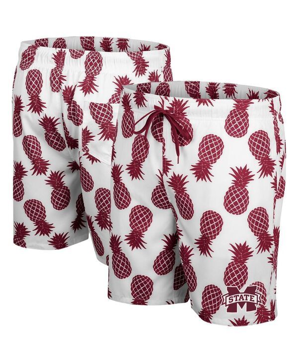 コロシアム メンズ 水着 ハーフパンツ・ショーツ ショートパンツ Colosseumens White Maroon Mississippi State Bulldogs Pineapple Swim
