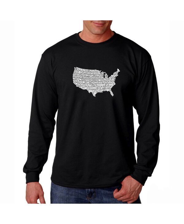 エルエーポップアート メンズ トップス Tシャツ LA Pop Art Mens Word Art Long Sleeve TShirt The Star Spangled Banner Black