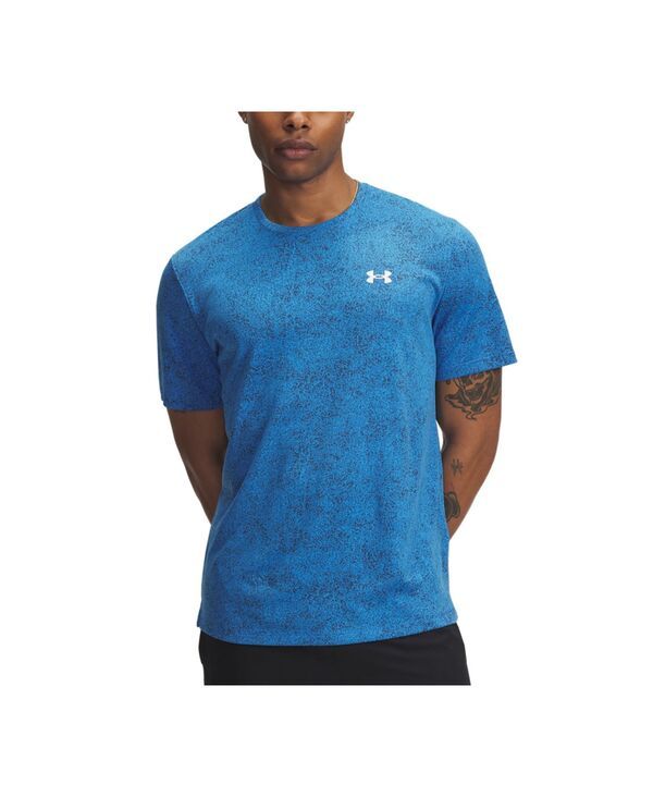 アンダーアーマー メンズ トップス Tシャツ Under Armour Mens UA Tech Pixelate TShirt Blue Atlantis White ホワイト