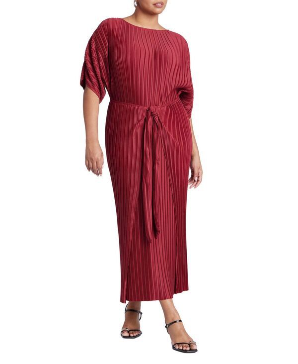エロクイ レディース トップス ワンピース ドレープ ELOQUII Womens Draped Plisse Dress Rumba red レッド
