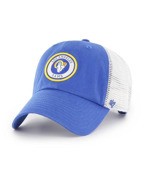 47 ブランド メンズ アクセサリー 帽子 47 Brand Mens Royal White Los Angeles Rams Highline Clean Up Trucker Snapback
