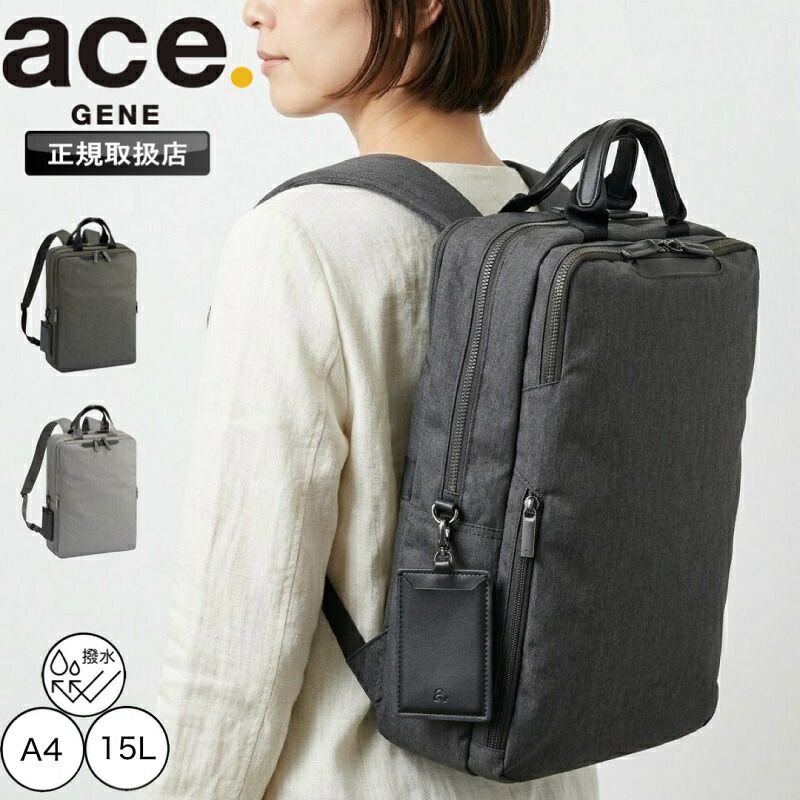新品 エースジーン ace.GENE エース PC 出張 キャリーオン 15L ACE フィッテムヘザー バックパック デイパック ビジネスリュック ビジネス ビジネスバッバッグ A4 シンプル 通学 通勤 ブランド 正規品 20112