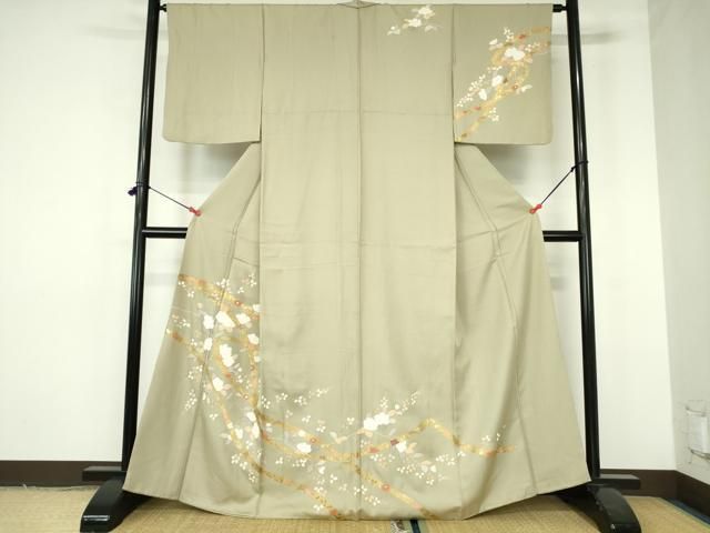 平和屋着物●訪問着　鬘帯花文　金彩　正絹　逸品　DABH0148op