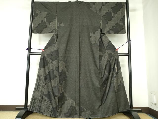 平和屋着物●二代目 川村久太郎　本場縞大島紬　訪問着　抽象花文　正絹　逸品　未使用　DABH0160op 27,885円