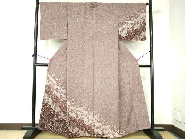 平和屋着物●訪問着　枝梅　流水花文　正絹　逸品　DABH0165op