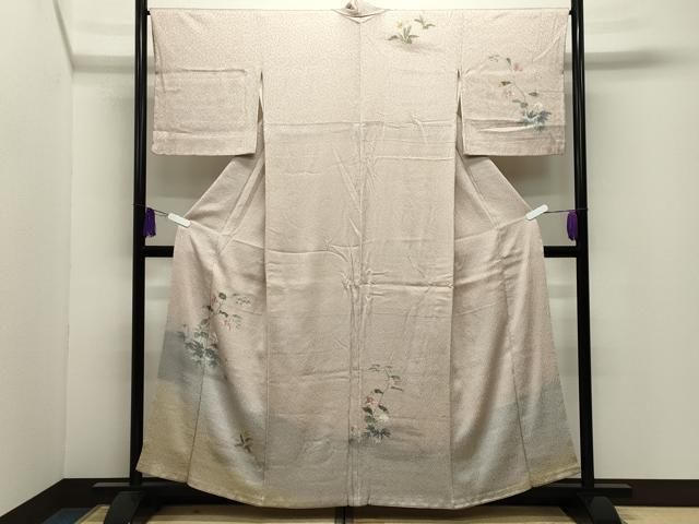 平和屋着物●訪問着　友禅　絞り　草花文　暈し染め　正絹　逸品　CABI0654gh