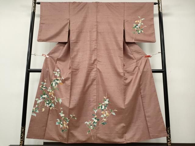 平和屋着物●訪問着　友禅　白山紬　枝花文　正絹　逸品　CABH9850ut