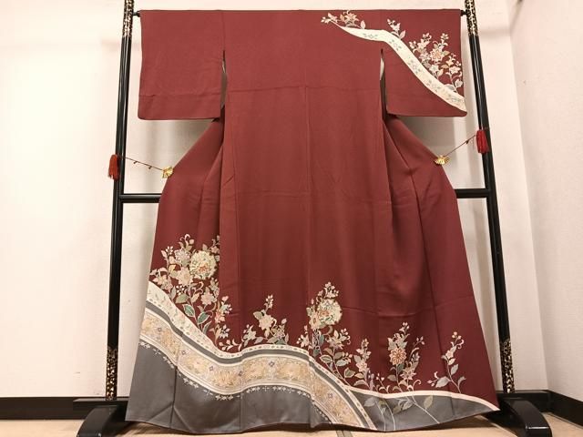 平和屋着物●訪問着　雪輪更紗唐草文　金彩　正絹　逸品　AABJ8446ph