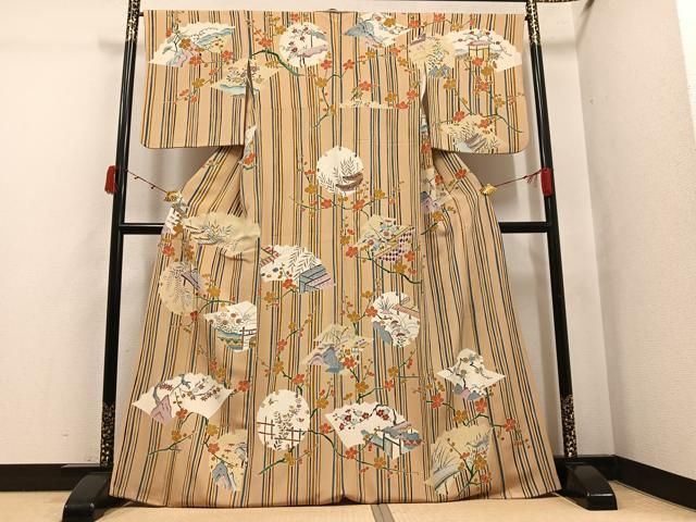 平和屋着物●訪問着　雪輪風景花鳥文　正絹　逸品　AABJ8490ph