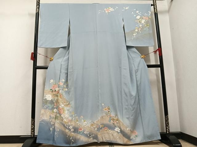 平和屋着物●訪問着　駒刺繍　几帳花文　暈し染め　金彩　正絹　逸品　AABI7343ph 33,800円