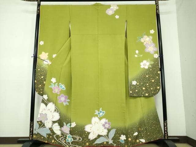 平和屋着物●豪華振袖　流水舞桜　暈し染め　金彩　正絹　逸品　DABE5849ps